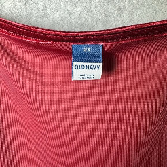 NWT Old Navy Red Velvet Dress Womens 2X Special Occasion Stretch Mini Minimalist - Picture 3 of 9